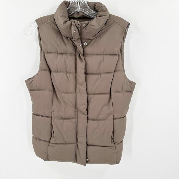 Gap Brown Snap Zipper Front Closure Lined Puffer Vest Women's Size Medium FLAWED - Picture 1 of 12